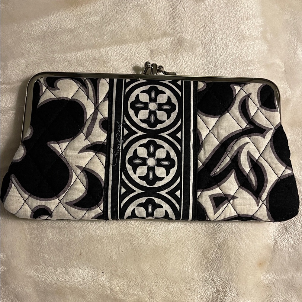 Vera Bradley Night and Day Black White Opera Wallet KISS Lock